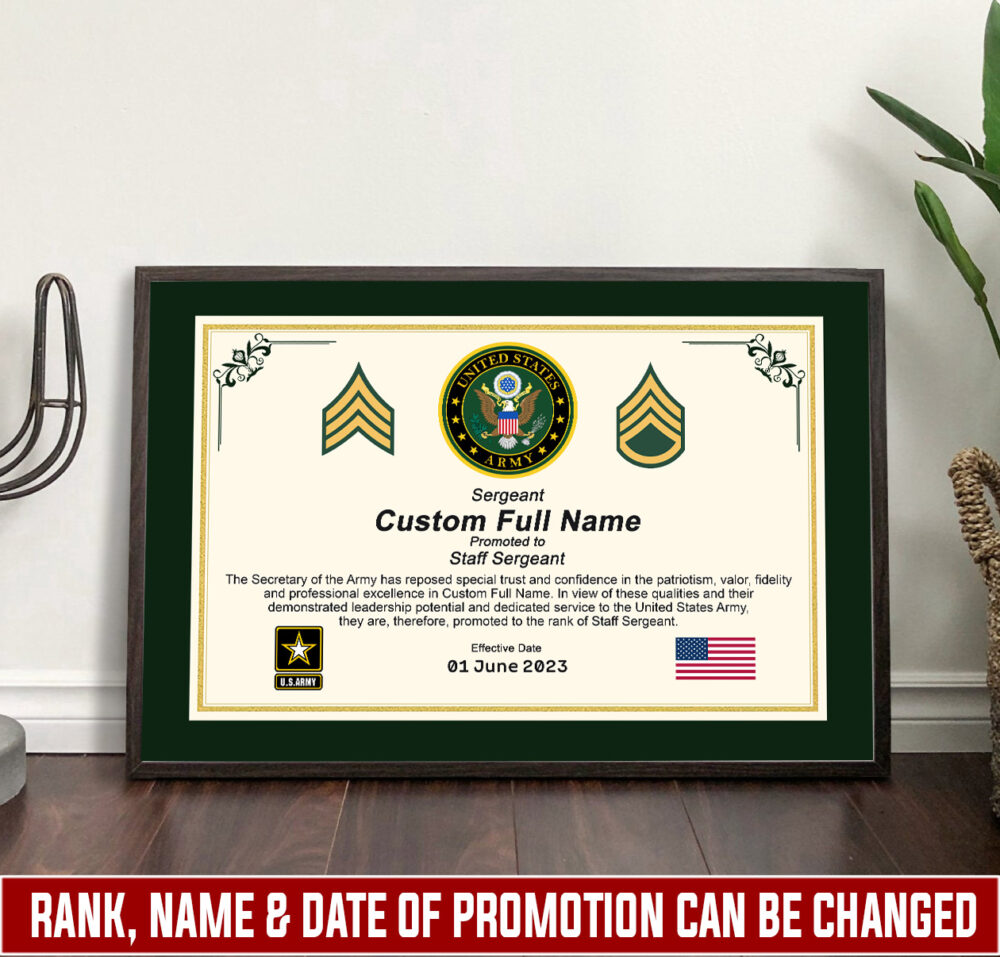 US Army, E 3 Army Private First Class - Poster With Frame 10x8in (Recommended)