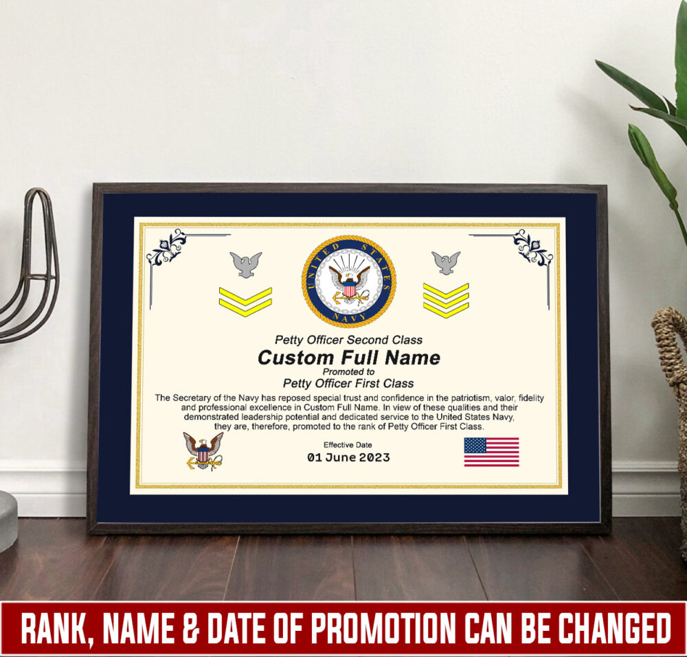 US Navy, E 5 Red - Poster With Frame 10x8in (Recommended)