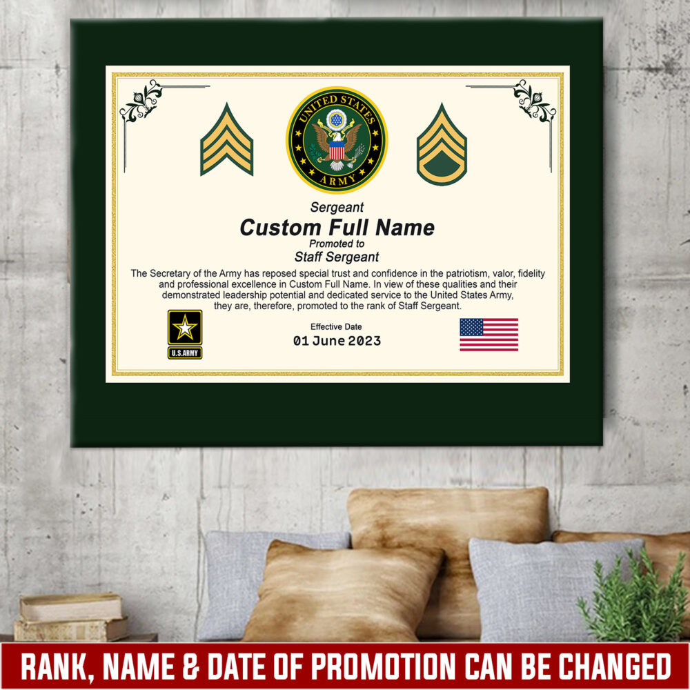 US Army, E 4 Army Corporal - Canvas (With Frame) 16x12in