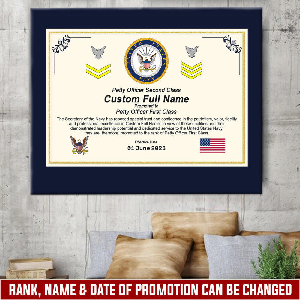 US Navy, E 3 Blue - Canvas (With Frame) 16x12in