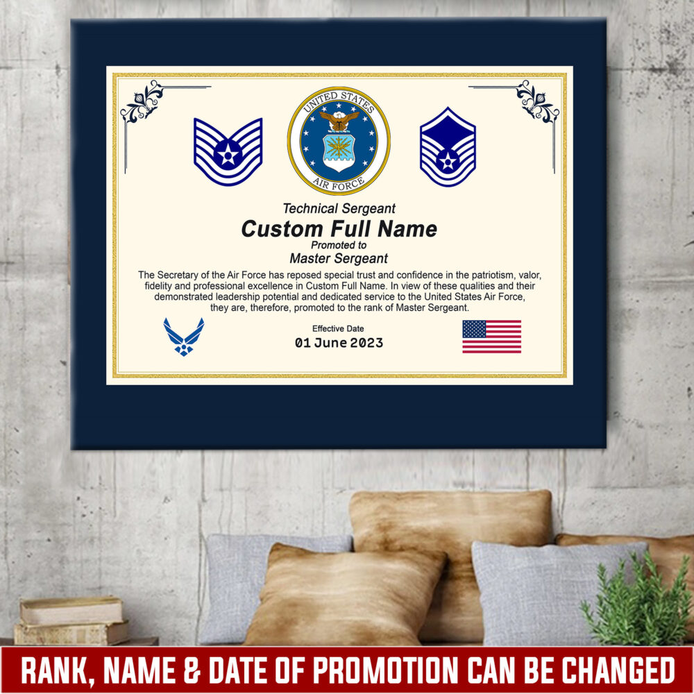 US Air Force, Duty, Honor, Country - Canvas (With Frame) 16x12in