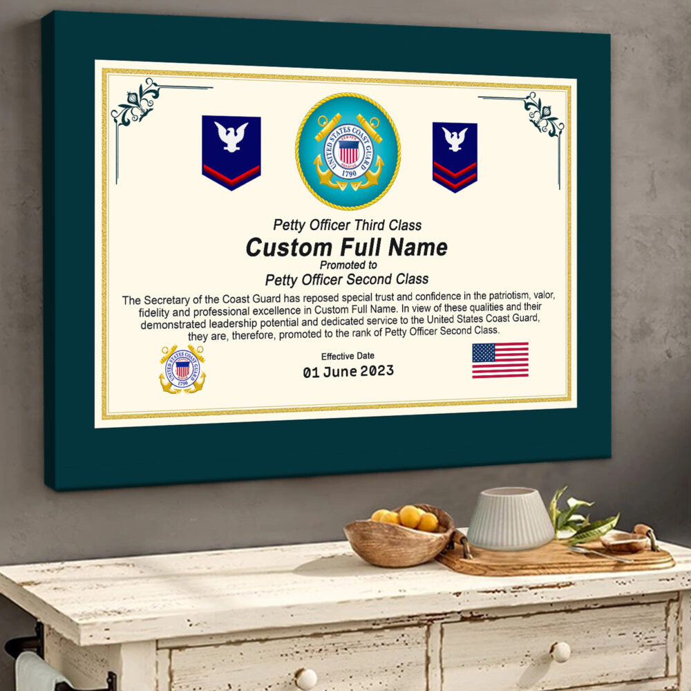 US Coast Guard, Honor, Duty, Service - Canvas (With Frame) 16x12in - Image 2