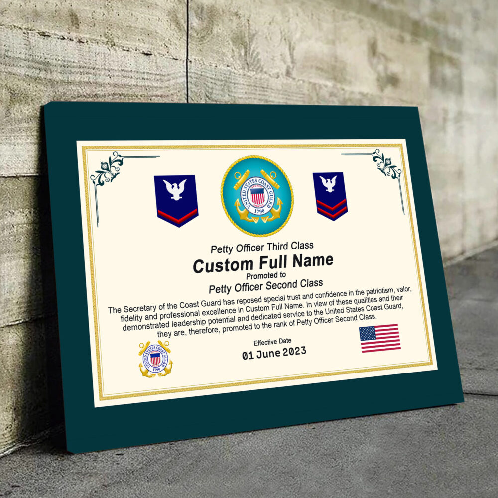 US Coast Guard, Honor, Duty, Service - Canvas (With Frame) 16x12in - Image 3