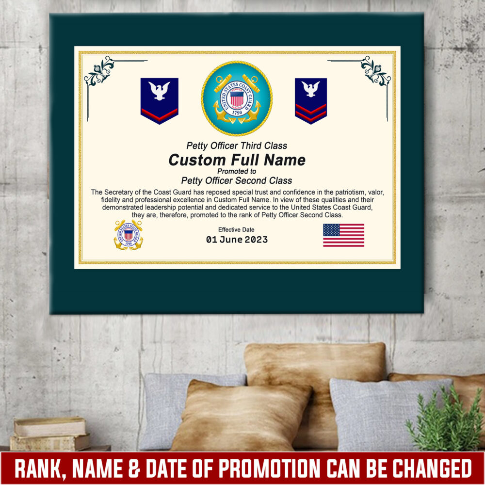US Coast Guard, Honor, Duty, Service - Canvas (With Frame) 16x12in