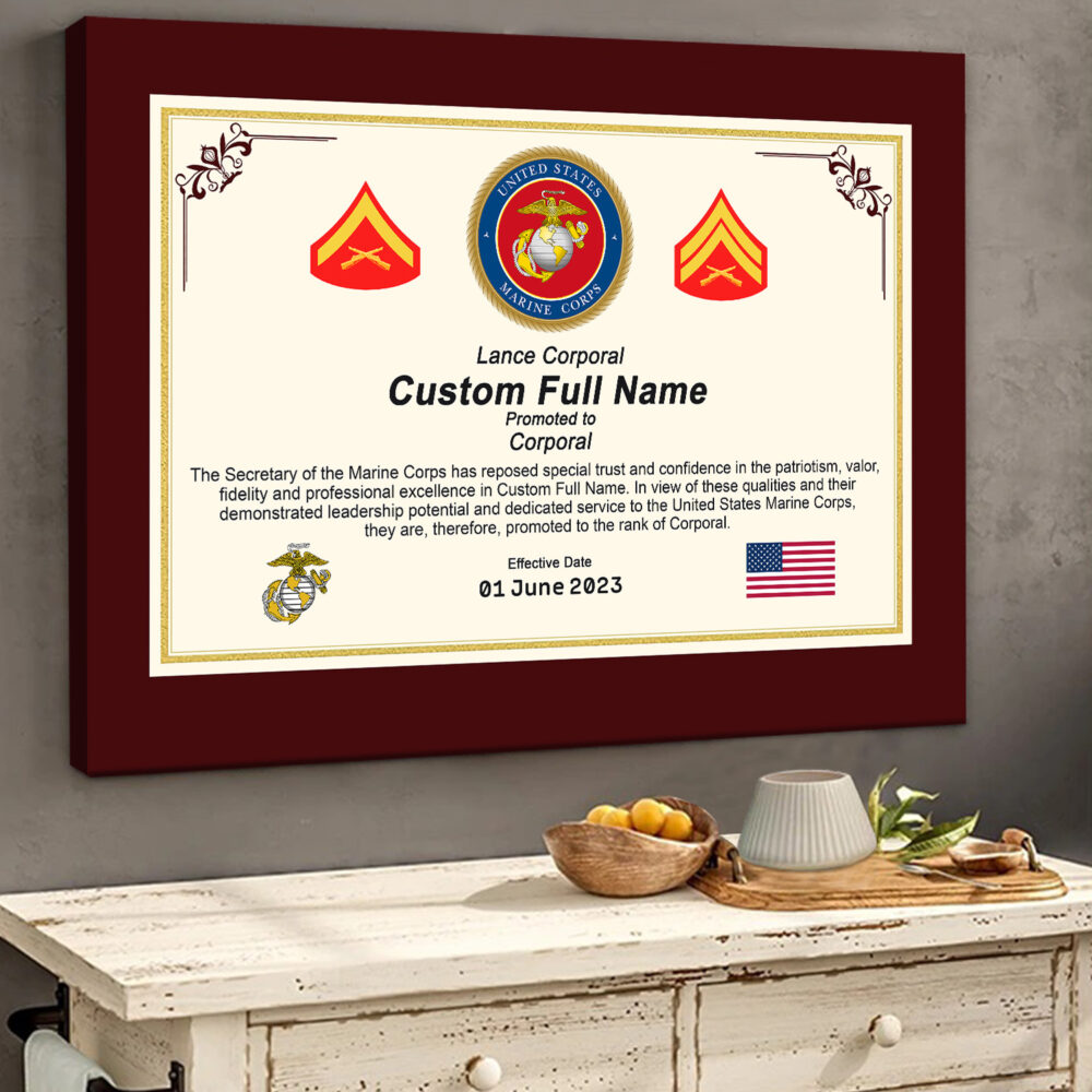 US Marine Corps, E 2 Marines Private First Class - Canvas (With Frame) 16x12in - Image 2