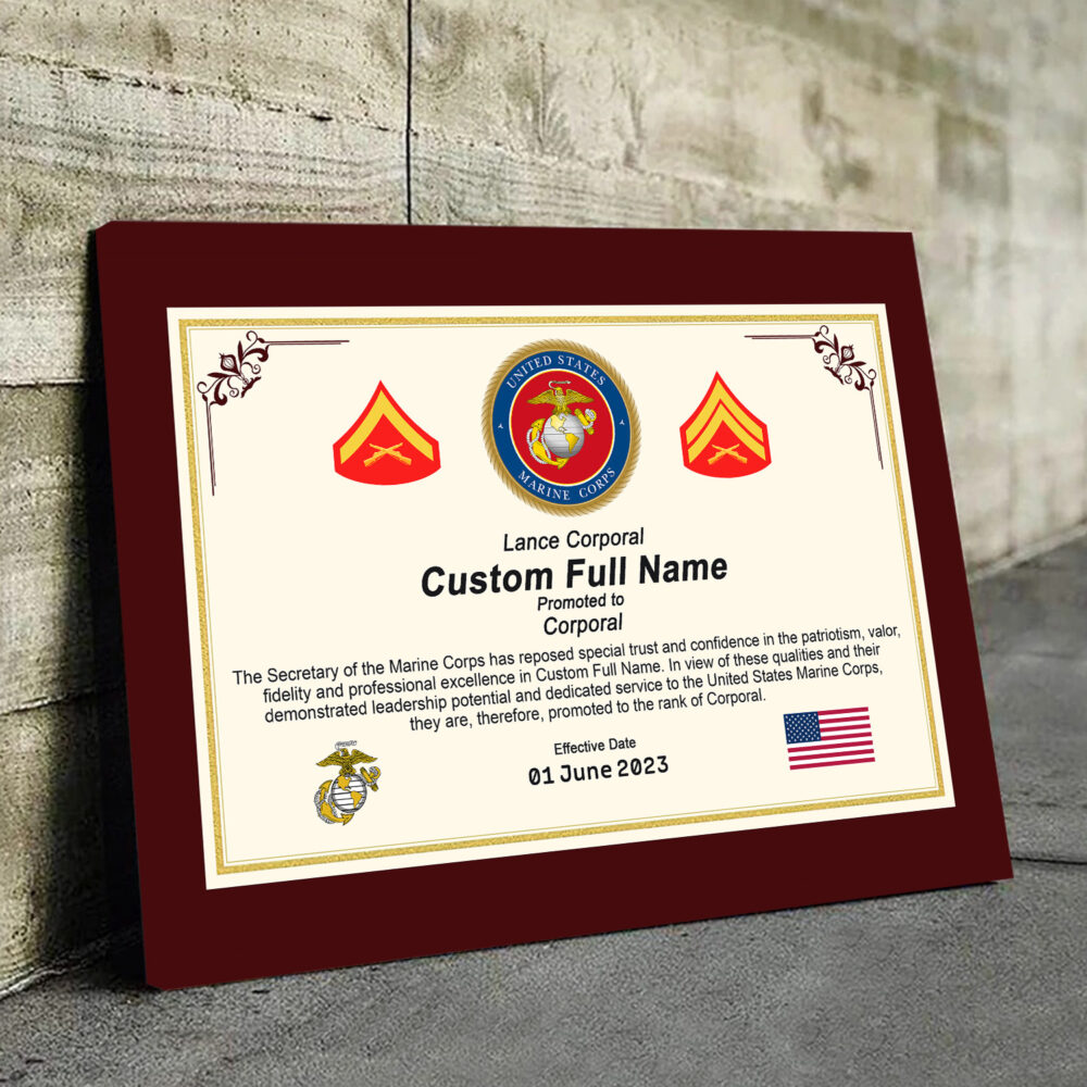 US Marine Corps, E 2 Marines Private First Class - Canvas (With Frame) 16x12in - Image 3