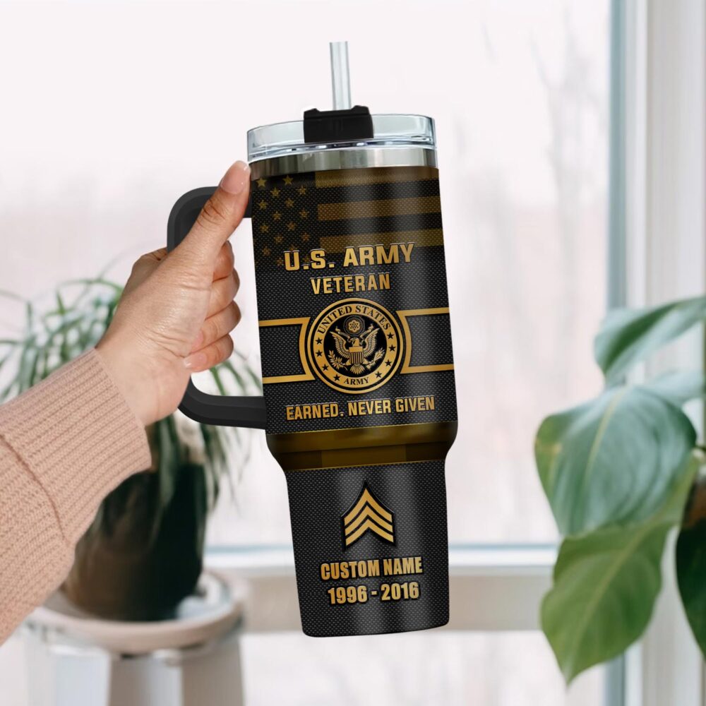 US Army, E 9 Army Sergeant Major - Stainless Steel Tumbler 40oz - Image 2