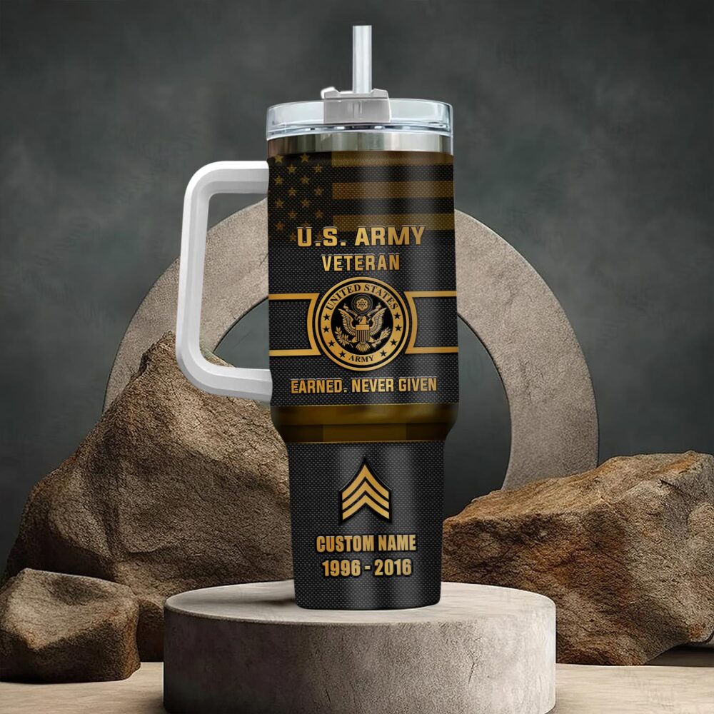 US Army, E 9 Army Sergeant Major - Stainless Steel Tumbler 40oz - Image 3