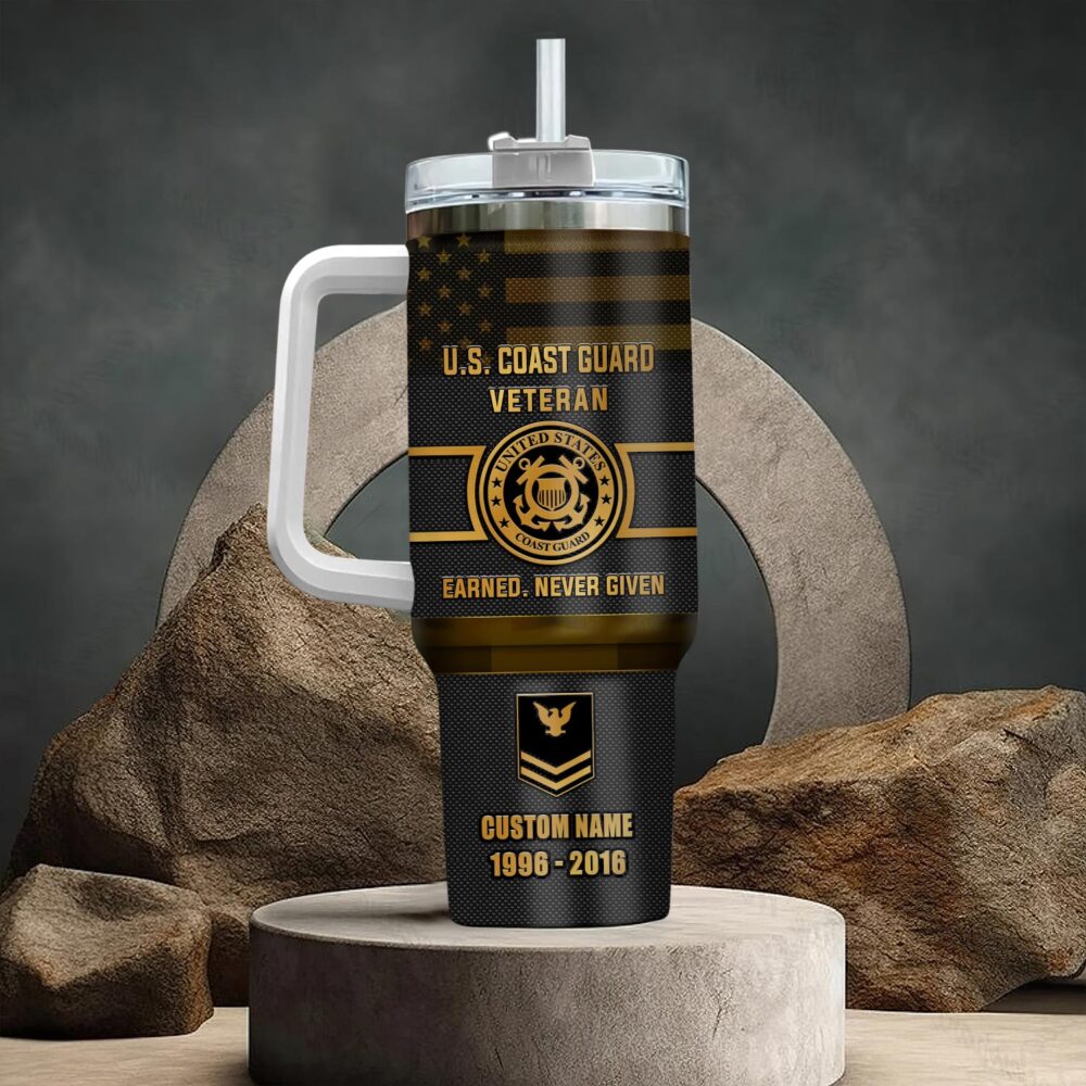 US Coast Guard, E 5 Gold - Stainless Steel Tumbler 40oz - Image 3