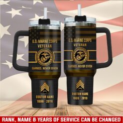 US Marine Corps, Proud Veteran - Stainless Steel Tumbler 40oz