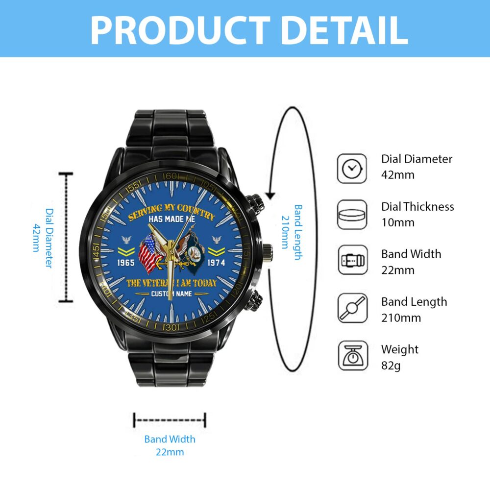 US Navy, Honor - Courage - Commitment - Black Stainless Steel Watch - Image 4