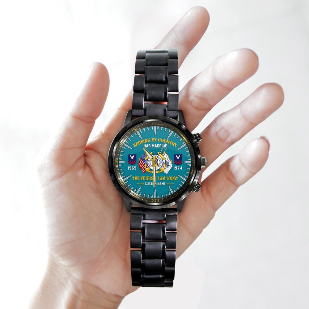 US Coast Guard, Semper Paratus - Black Stainless Steel Watch - Image 2