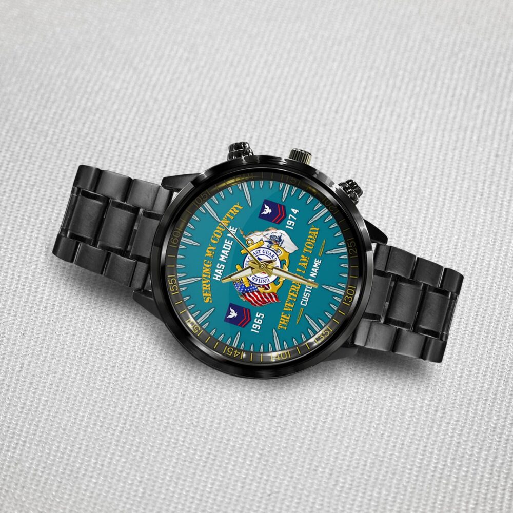 US Coast Guard, Semper Paratus - Black Stainless Steel Watch - Image 3