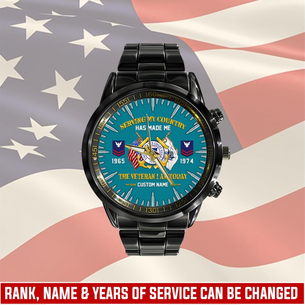 US Coast Guard, Semper Paratus - Black Stainless Steel Watch