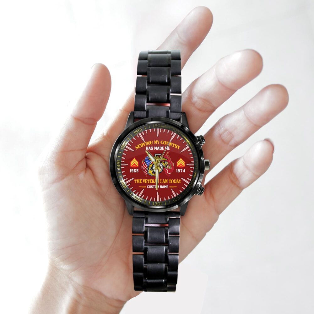 US Marine Corps, No One Gets Left Behind - Black Stainless Steel Watch - Image 2