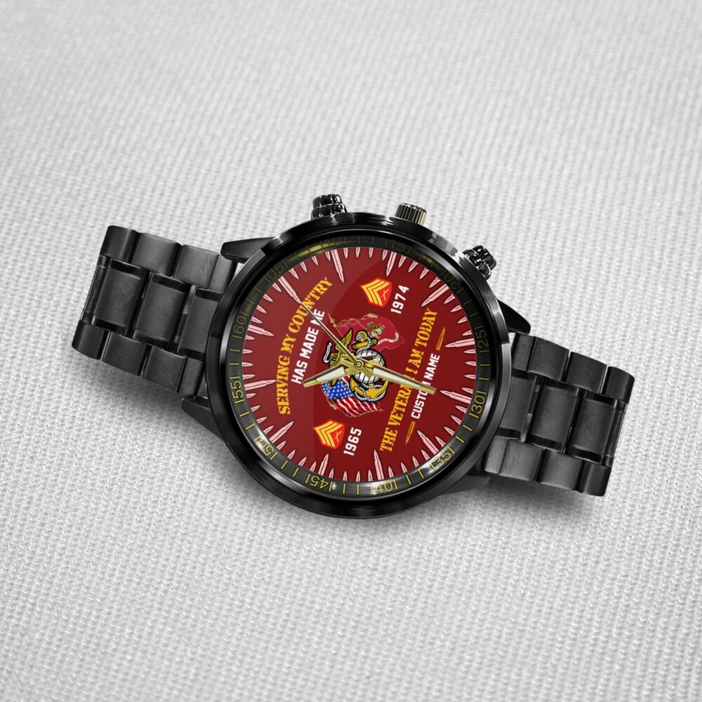 US Marine Corps, No One Gets Left Behind - Black Stainless Steel Watch - Image 3