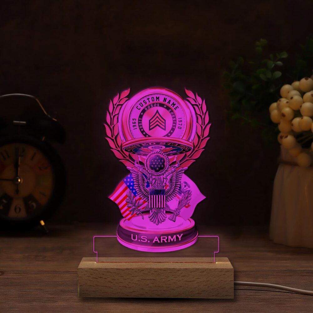 US Army, E 8 Army First Sergeant - Personalized Led Lamp - Image 4