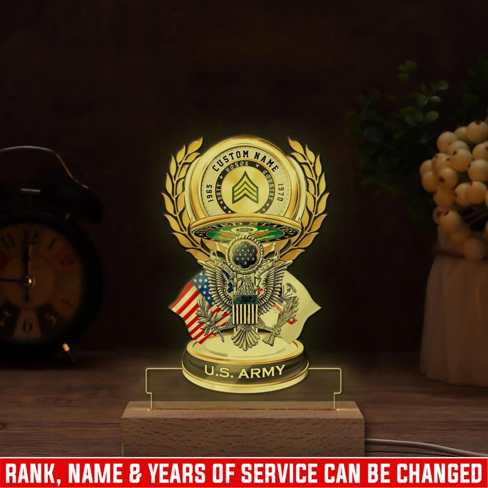 US Army, E 8 Army First Sergeant - Personalized Led Lamp