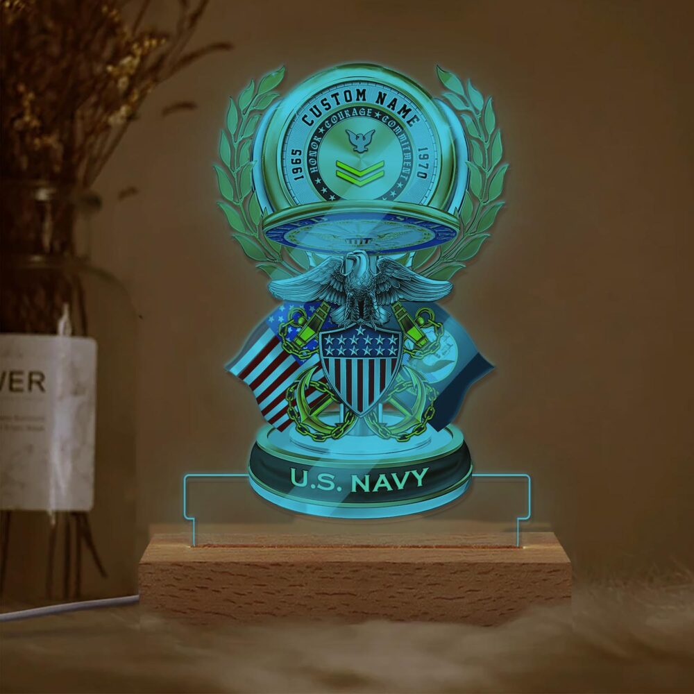 US Navy, Remember - Honor - Respect - Personalized Led Lamp - Image 2