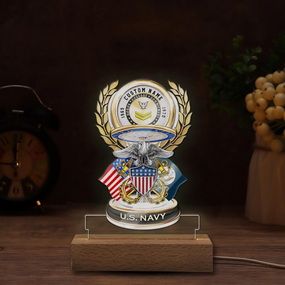 US Navy, Remember - Honor - Respect - Personalized Led Lamp - Image 4