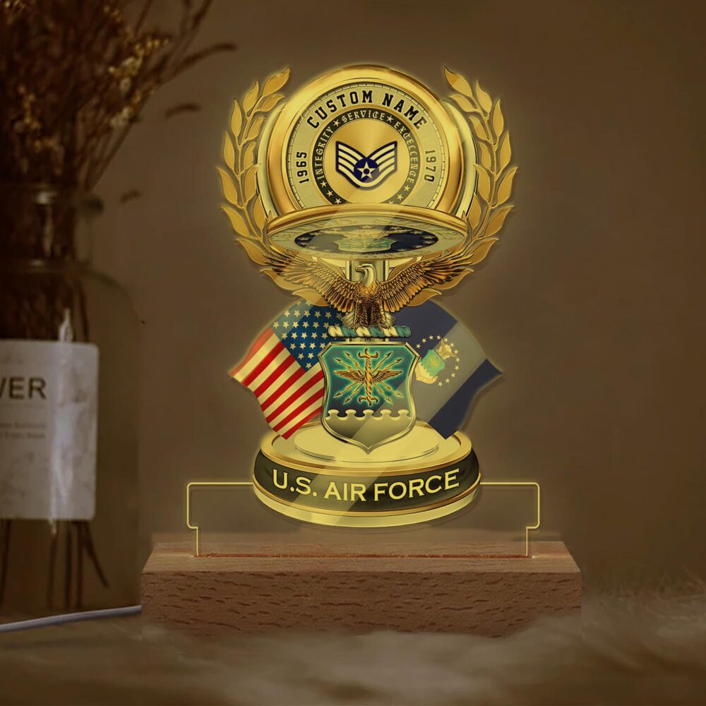 US Air Force , Land Of The Free, Because Of The Brave - Personalized Led Lamp - Image 2