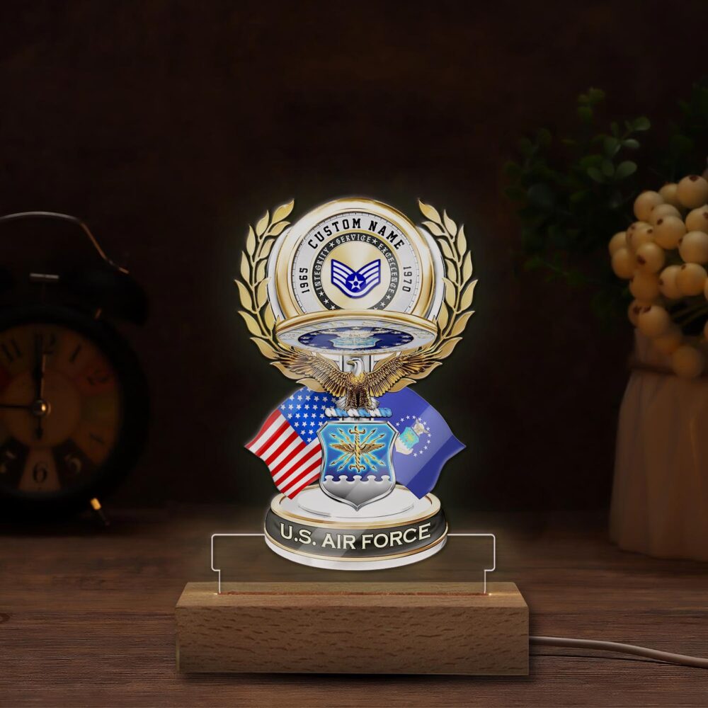 US Air Force , Land Of The Free, Because Of The Brave - Personalized Led Lamp - Image 4