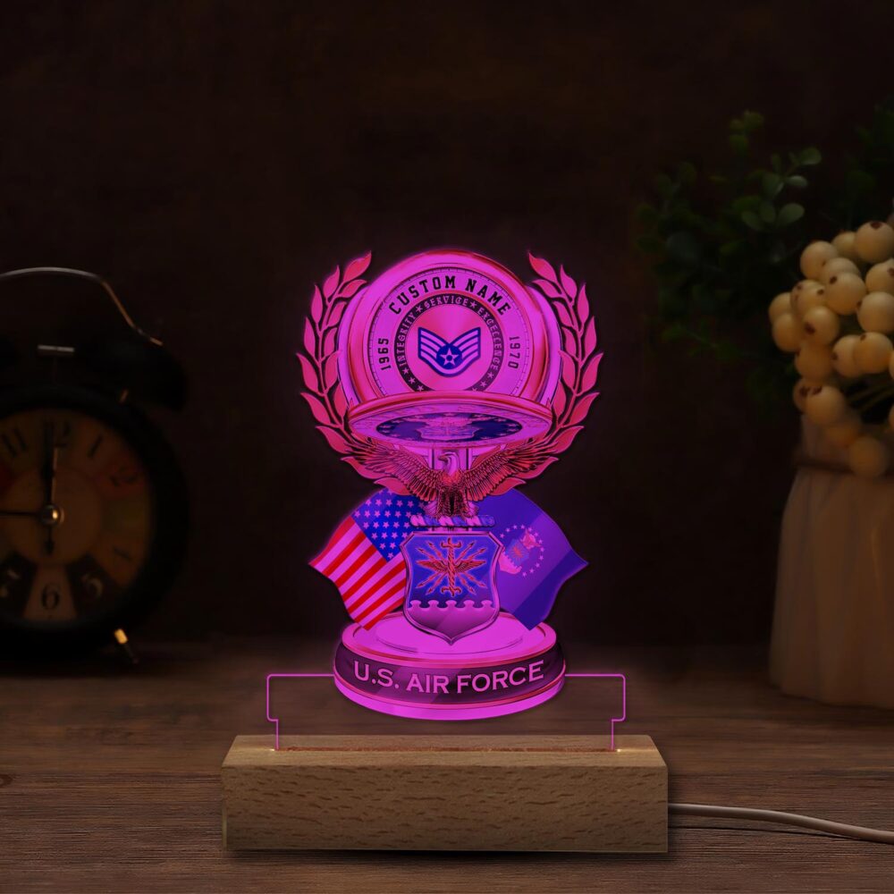 US Air Force , Land Of The Free, Because Of The Brave - Personalized Led Lamp - Image 5