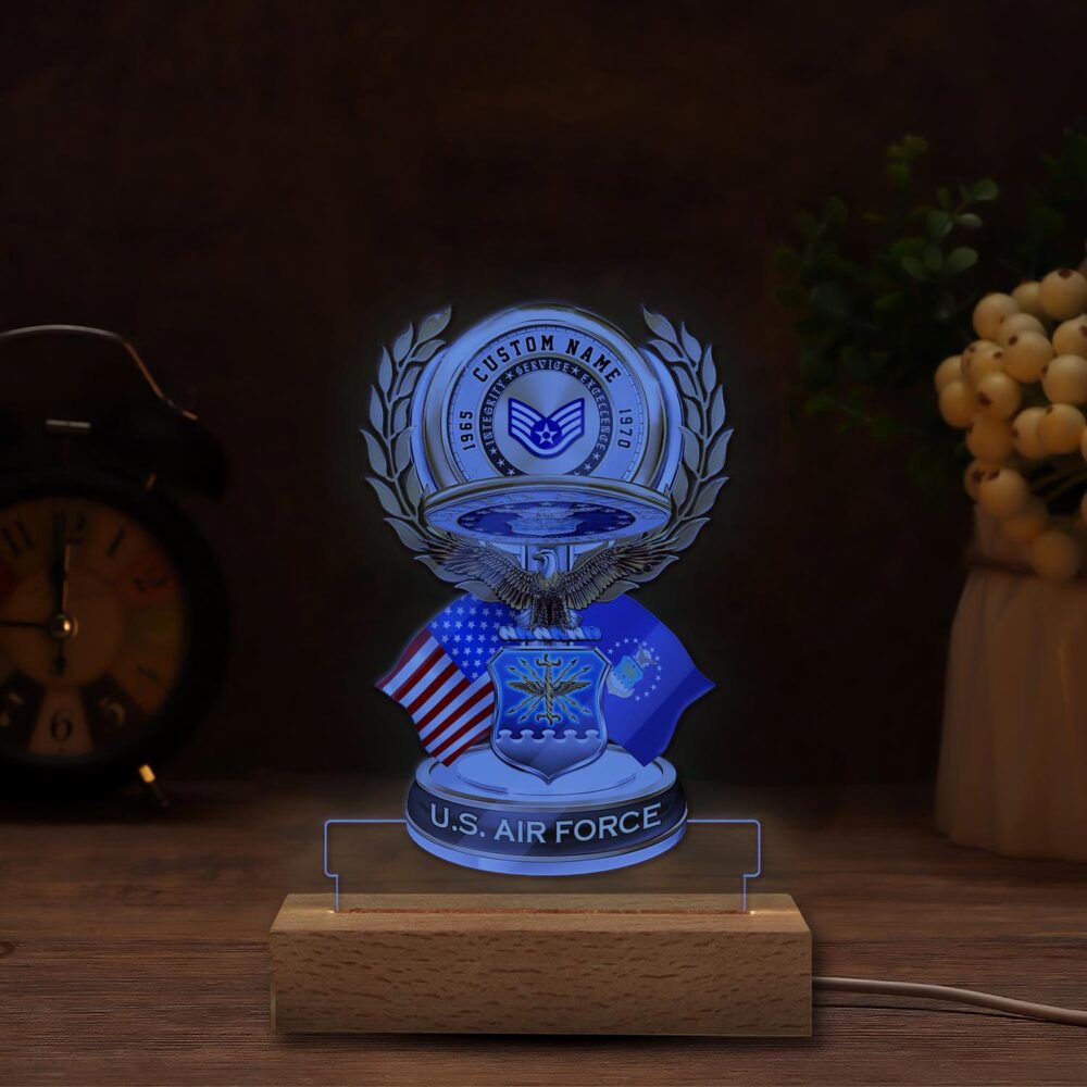 US Air Force , Land Of The Free, Because Of The Brave - Personalized Led Lamp - Image 6