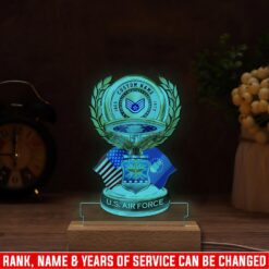 US Air Force , Land Of The Free, Because Of The Brave - Personalized Led Lamp