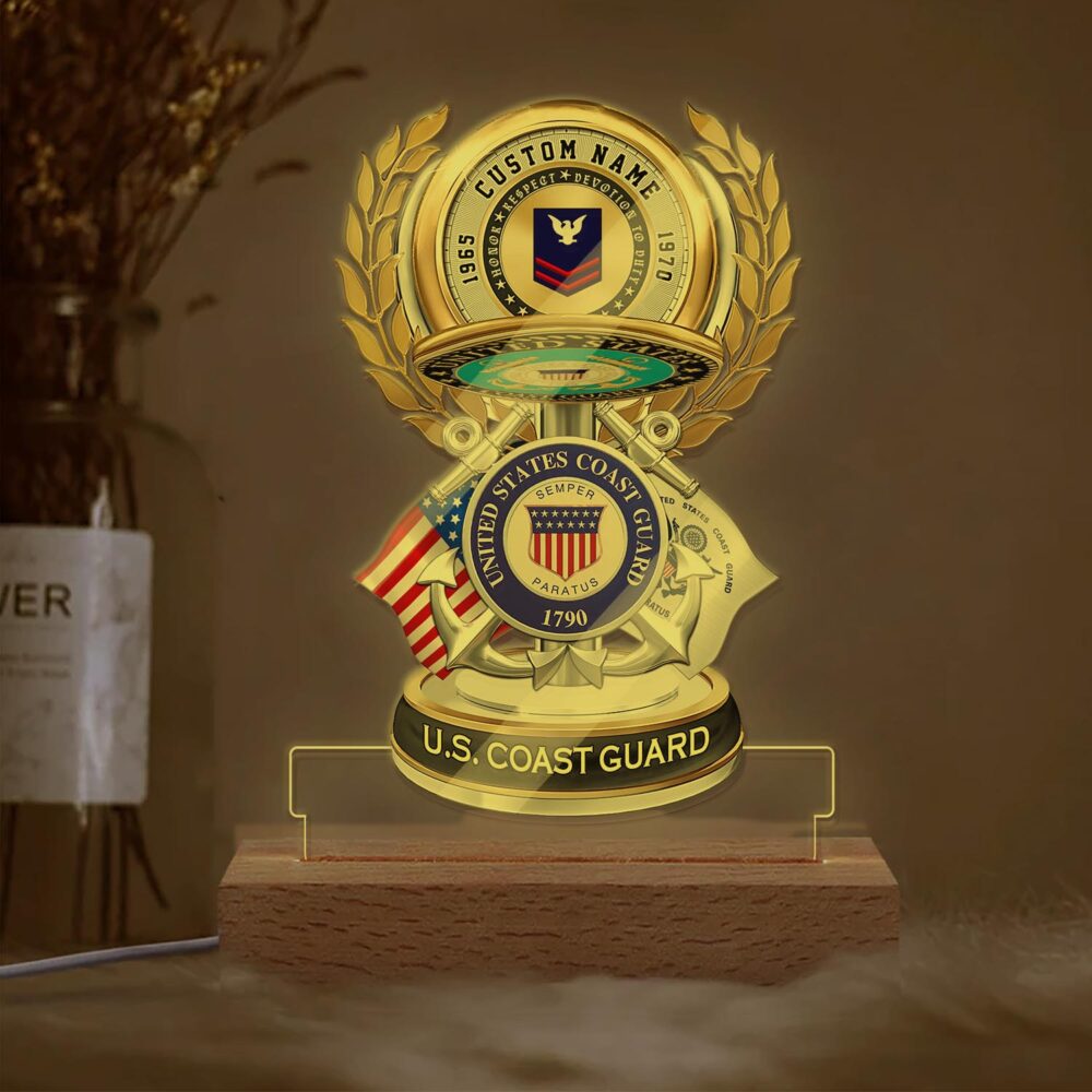 US Coast Guard, E 2 White - Personalized Led Lamp - Image 2