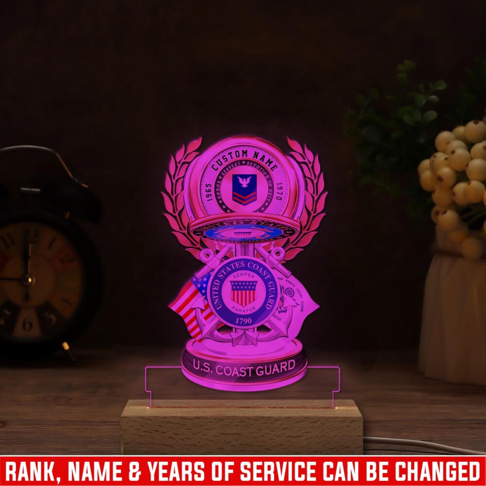 US Coast Guard, E 2 White - Personalized Led Lamp - Image 4