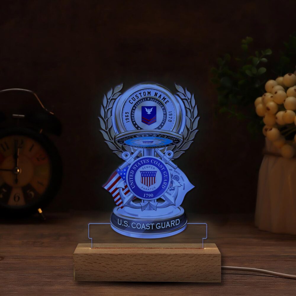 US Coast Guard, E 2 White - Personalized Led Lamp - Image 6