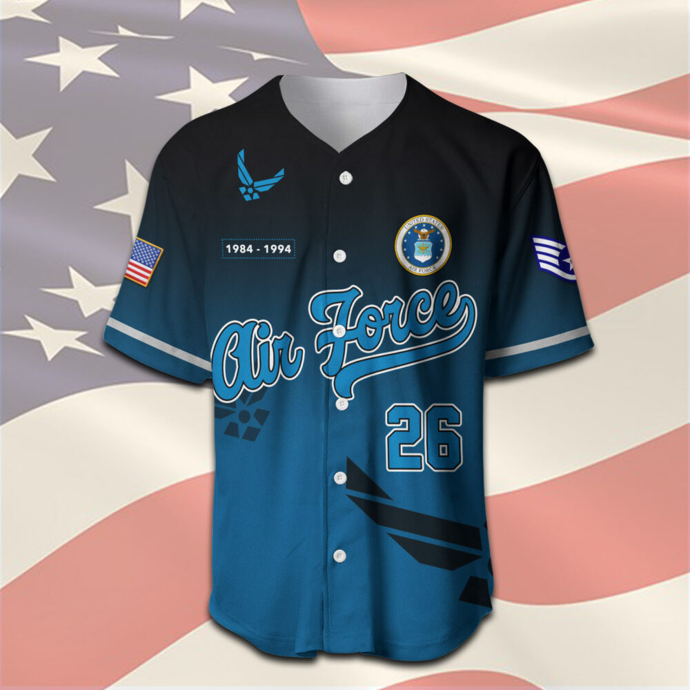 US Air Force , E 3 Air Force Airman First Class - Baseball Jersey - Image 2