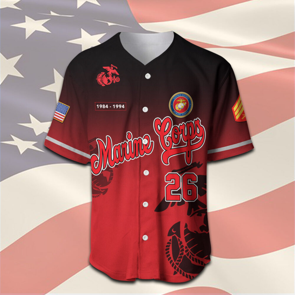 US Marine Corps, American By Birth, Veteran By Choice - Baseball Jersey - Image 2