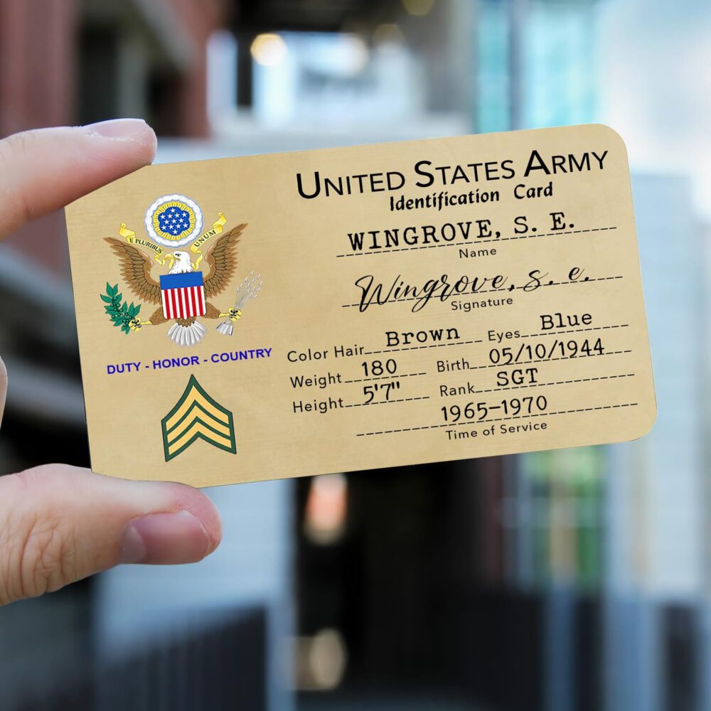 US Army, E 6 Army Specialist - Printed Metal Card - Image 2