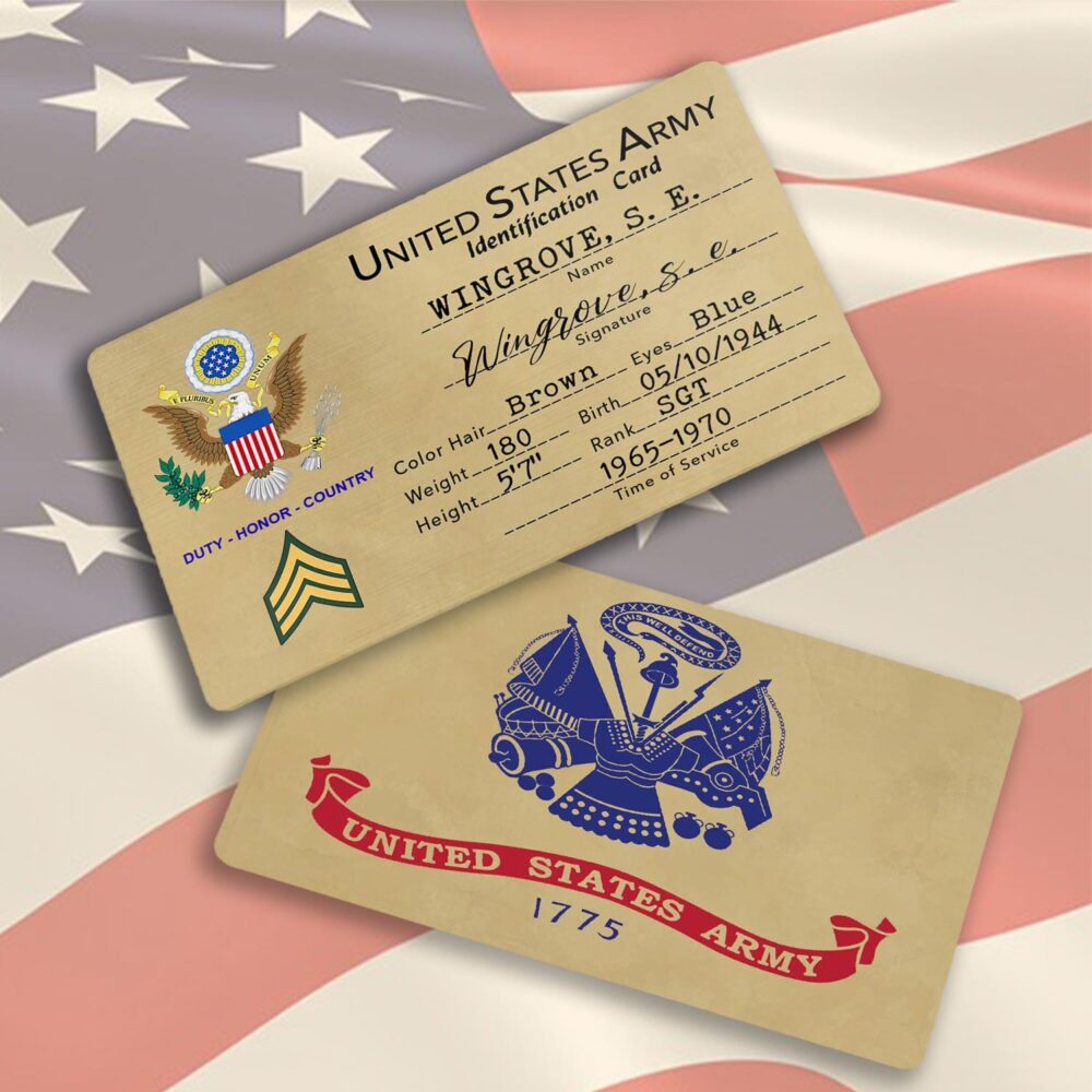US Army, E 6 Army Specialist - Printed Metal Card - Image 3