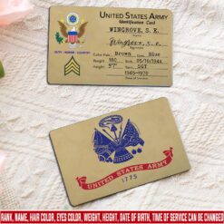 US Army, E 6 Army Specialist - Printed Metal Card