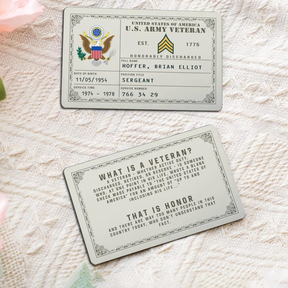 US Army, Land Of The Free, Because Of The Brave - Printed Metal Card - Image 2