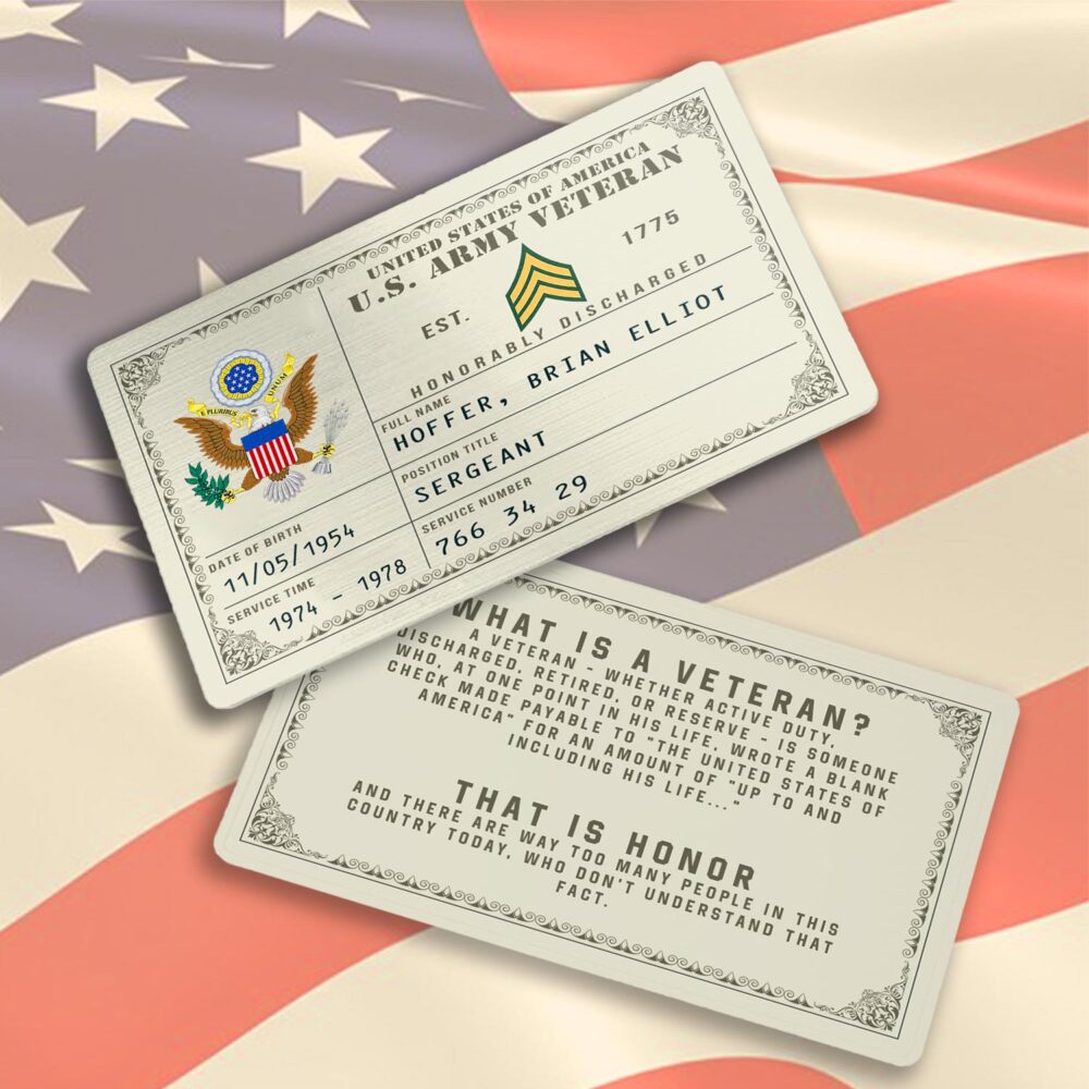 US Army, Land Of The Free, Because Of The Brave - Printed Metal Card - Image 3