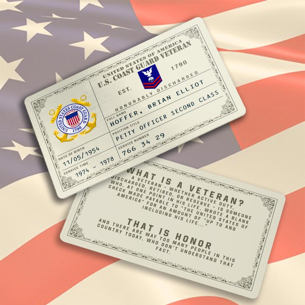 US Coast Guard, Remember - Honor - Respect - Printed Metal Card - Image 3