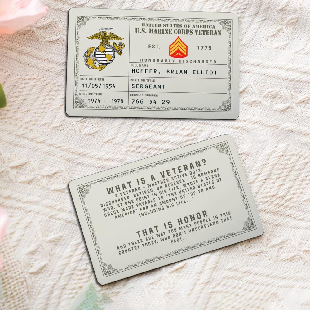 US Marine Corps, No One Gets Left Behind - Printed Metal Card - Image 2