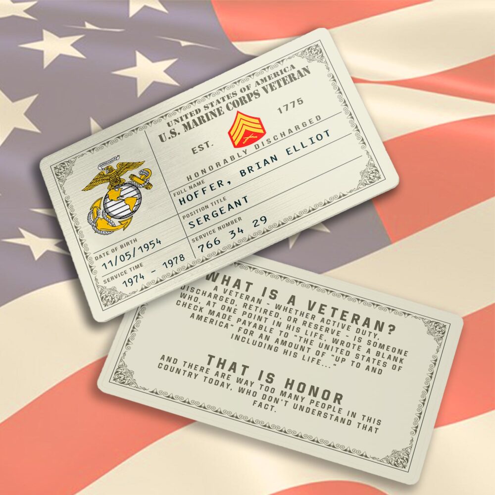 US Marine Corps, No One Gets Left Behind - Printed Metal Card - Image 3