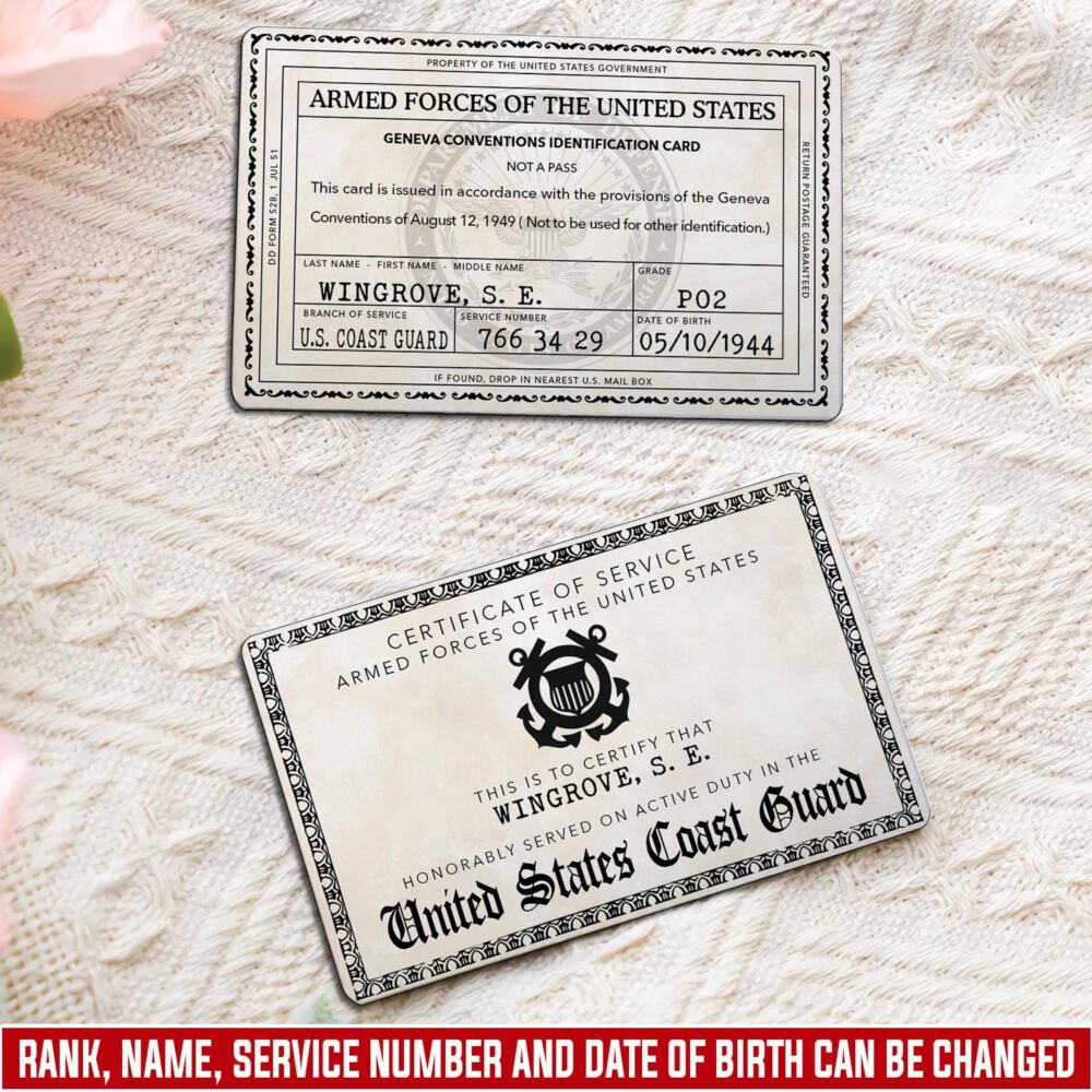 US Coast Guard, E 6 Red - Printed Metal Card