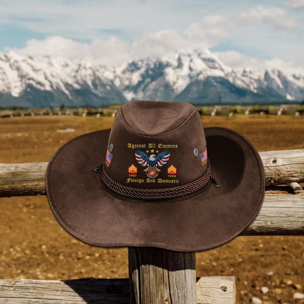 US Marine Corps, Land Of The Free, Because Of The Brave - Cowboy Hat - Image 4