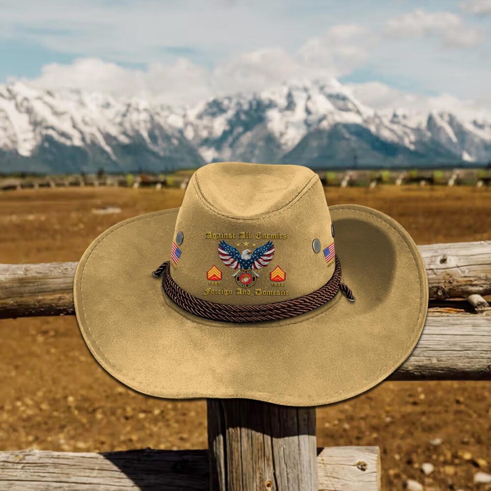 US Marine Corps, Land Of The Free, Because Of The Brave - Cowboy Hat - Image 5