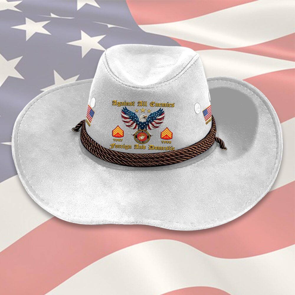 US Marine Corps, Land Of The Free, Because Of The Brave - Cowboy Hat - Image 6