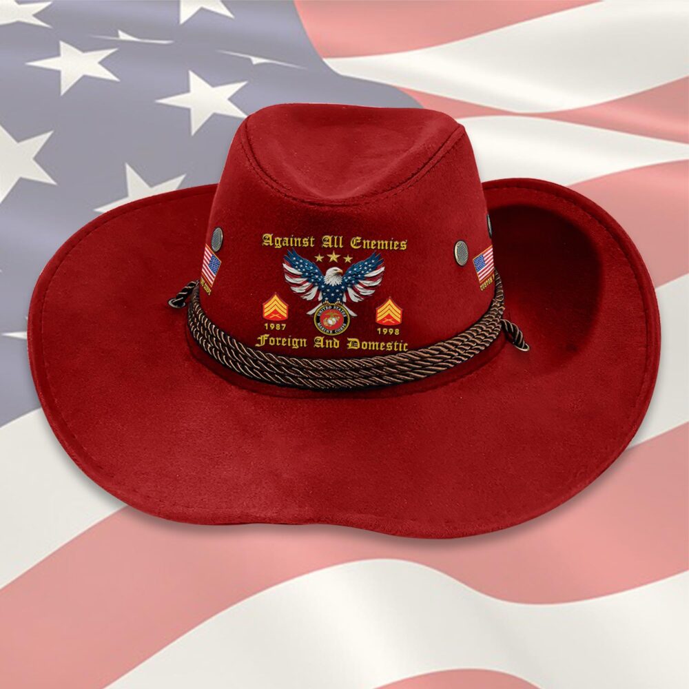 US Marine Corps, Land Of The Free, Because Of The Brave - Cowboy Hat - Image 7