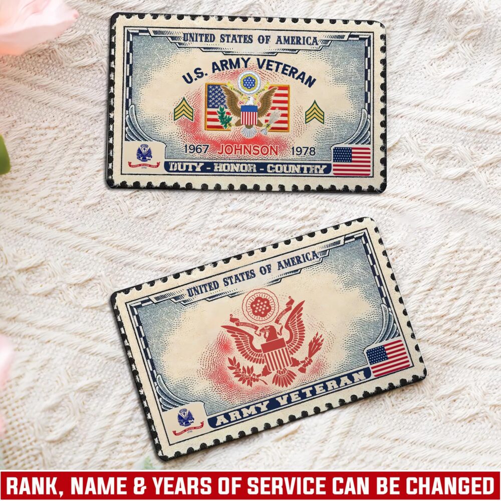 US Army, Proud To Have Served - Printed Metal Card