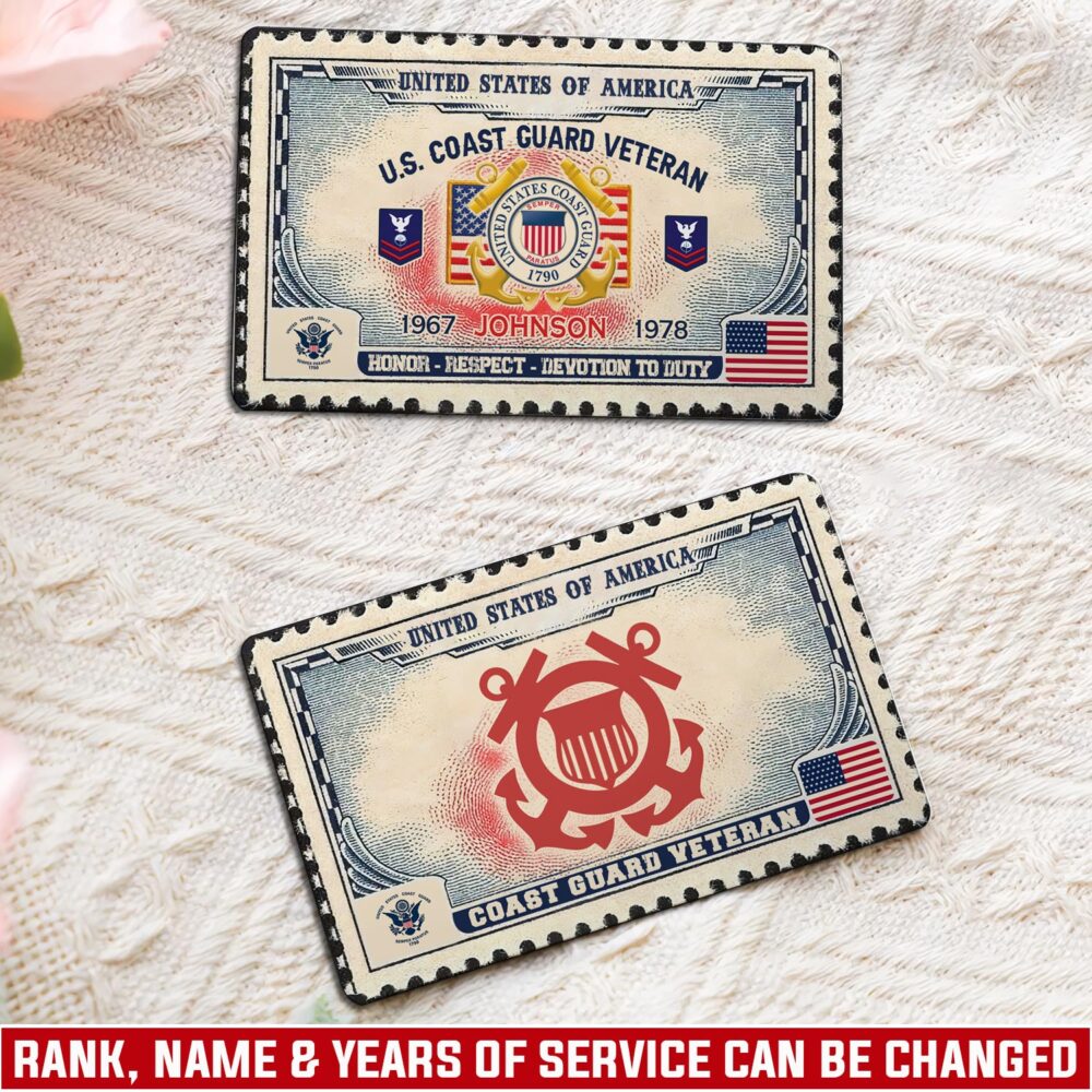 US Coast Guard, Honor, Duty, Service - Printed Metal Card