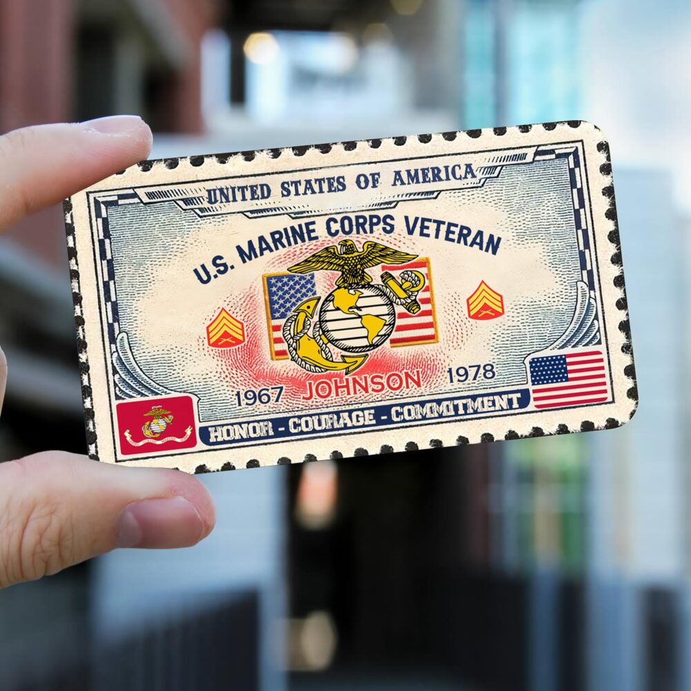 US Marine Corps, Land Of The Free, Because Of The Brave - Printed Metal Card - Image 2